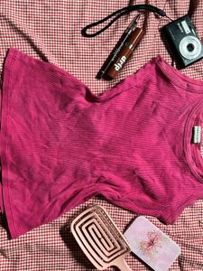 Hot Pink Y2K Ribbed Tank Top