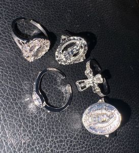 Set of 5 Gothic Cross Rings