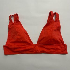 Red Ribbed Bikini Top