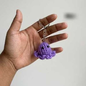 Crocheted Purple Octopus Keychain