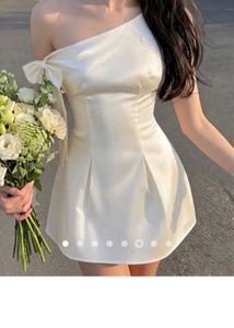 Elegant One-Shoulder Satin Mini Dress