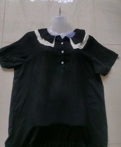 Chic Black Dress with Peter Pan Collar