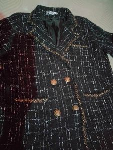 Tweed Blazer with Gold Details