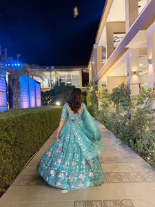 Beautiful Teal Floral Lehenga Choli