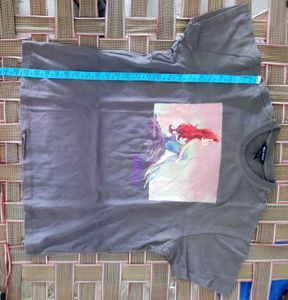Grey T-Shirt with Ariel Graphic Print