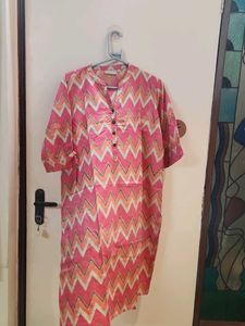 Pink Chevron Print Kurti