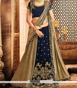 Party wear navy Blue lehenga saree