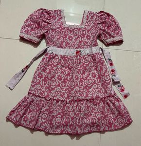 Pink Floral Print Dress