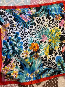 Vibrant Floral &amp; Leopard Print Scarf