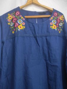 Blue Embroidered Kurta Top LR-66