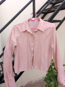 Peach Textured Button-Up Shirt