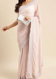 Light Pink Embroidered Saree