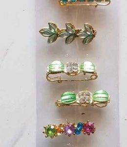 Set of 9 Colorful Rhinestone saree Brooches