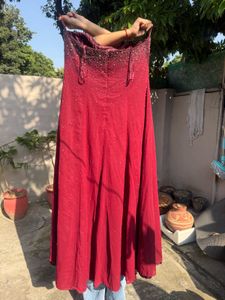 Stunning Maroon Beaded Gown