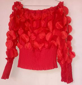 Stunning Off-Shoulder Red Floral Top