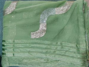 Pista Saree with Beautiful Sequence Work