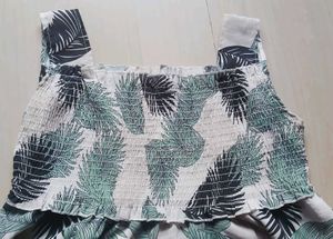 Leaf Print Smocked Top