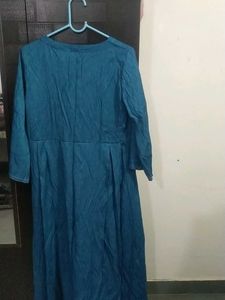 blue long dress frock