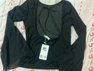 Sheer backlesss Bell Sleeve Top