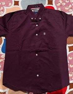 Men's Burgundy Button-Down Shirt