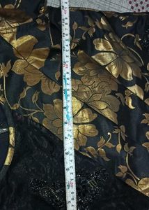 Black &amp; Golden Floral Net Long Gown / Anarkali Dre