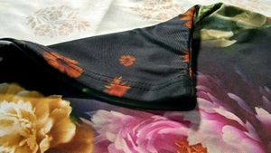 Black Floral Print One Shoulder Top