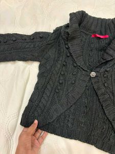 Chic Dark Grey Cable Knit Bolero Cardigan