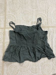 Stylish Dark Green Spaghetti Strap Top