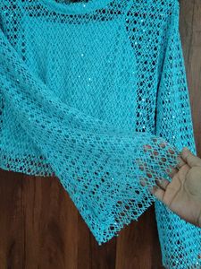 Sparkly Blue Crochet Top