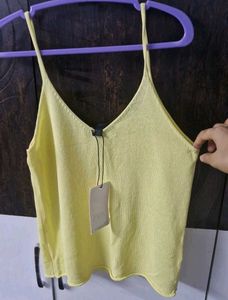 ZARA Yellow Spaghetti Strap Top
