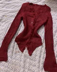 Sparkly Red Button-Up Cardigan