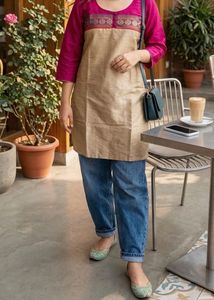 Beautiful Khaki Pink W Kurti