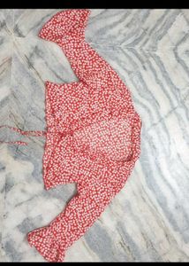 🌺Red Floral Wrap Top