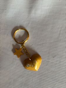 Gold Heart &amp; Star Keychain