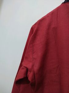 Red embroidered Kurta With Black Trim