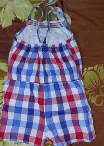 Checked Romper for Girls