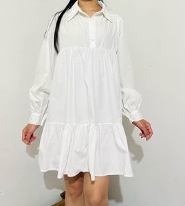 Chic White Tiered Shirt Dress