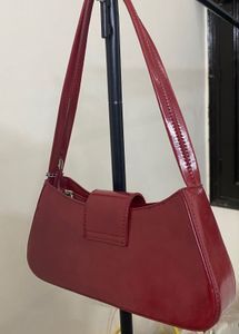 Chic Red Patent Leather Shoulder Bag