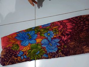 "Red" Printed Saree With Unstitched Blouse