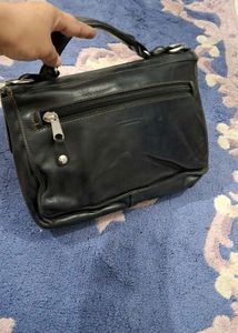 Classic Black Leather Satchel Bag
