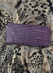 SALE Y2k Bluebird Purple Croc Embossed Wallet