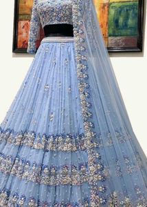 Stunning Blue Embroidered Lehenga Choli