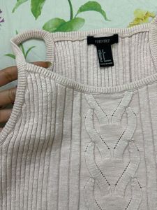 Pink Cable Knit Tank Top