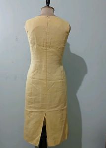 Brandon Maxwell Yellow Linen Midi dress