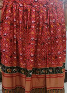 Red Printed Maxi Skirt