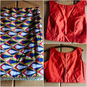Vibrant Ethnic Blouse and Saree Set