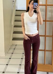 Y2K Burgundy Flare Pants
