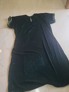 Elegant Velvet Gown with Embroidery