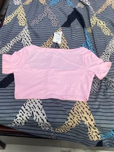 Pink Ribbed Button-Up Crop Top