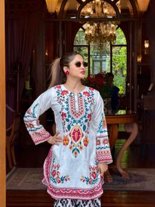 Embroidered White Kurta